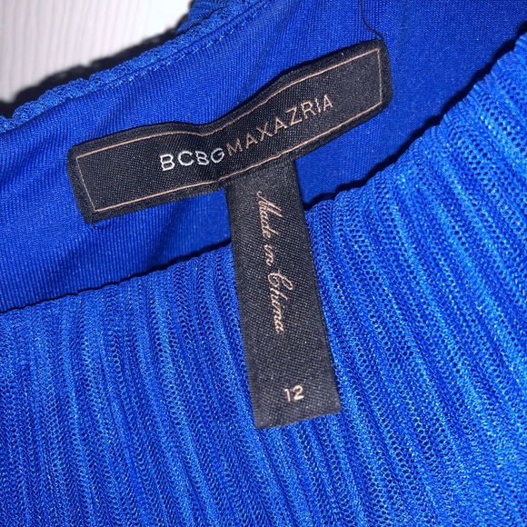 BCBGMAXAZRIA Briana Blue Sapphire Pleated Cocktail Dress Women’s Size 12 BCBG - Picture 6 of 11